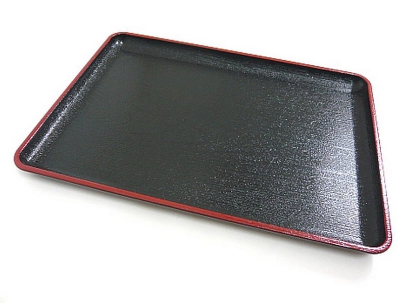 JapanBargain 4126, Japanese Lacquered Plastic Serving Trays, Versatile Tray for Bento, Dinner, Tea, Coffee Table, Ottoman, TV, and Butler Use, Black and Red Color, Made in Japan, 18"x13.75", 1-Pack - Image 1